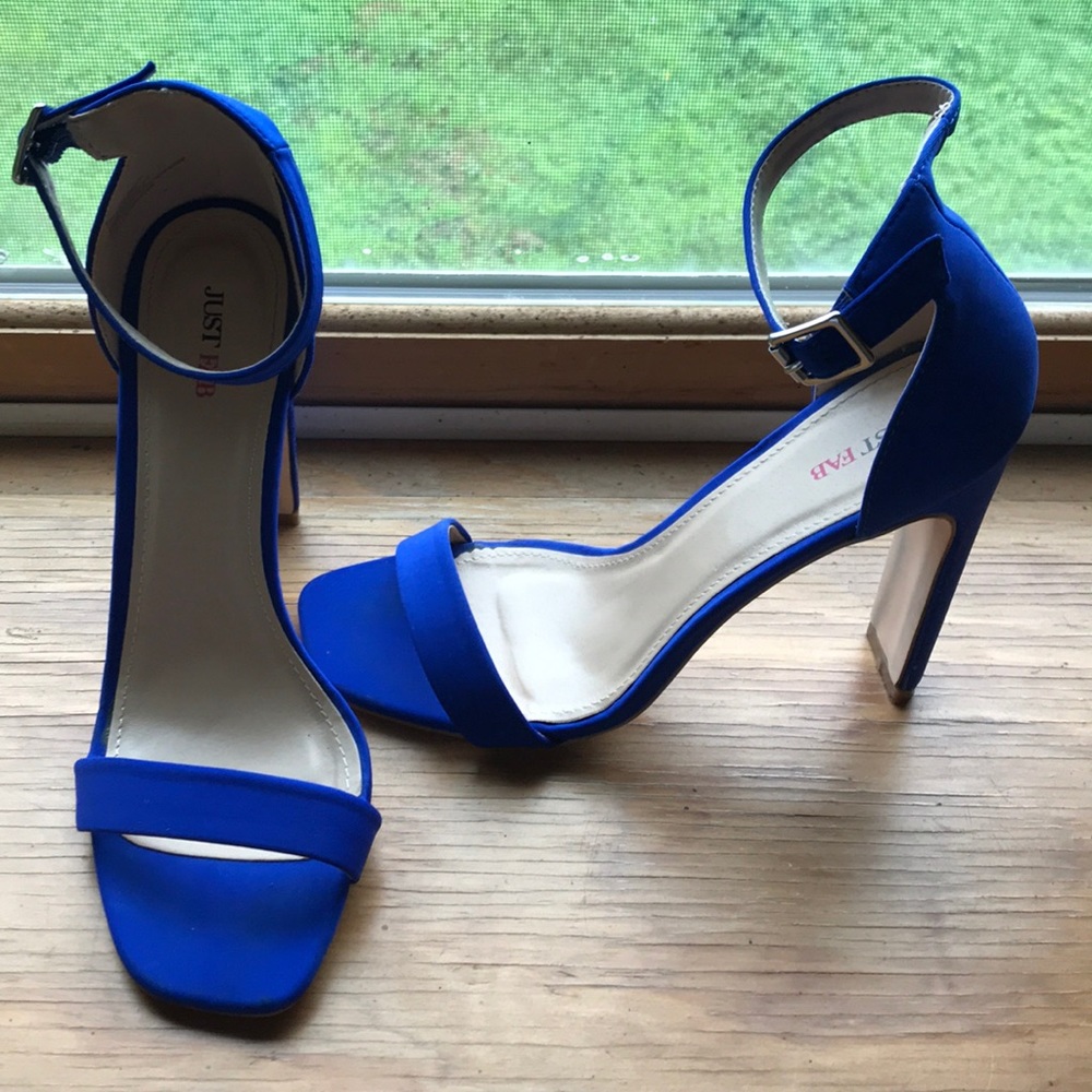 Cobalt blue 4 inch strapped heels